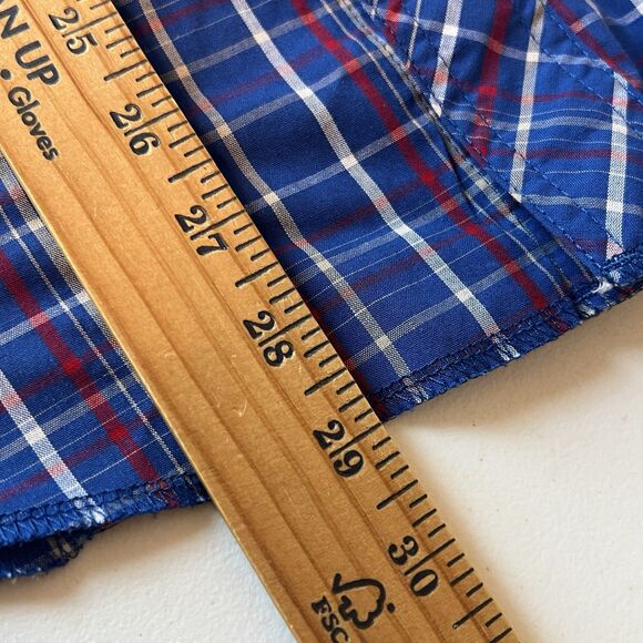 Wrangler Shirt Mens Size M Blue Plaid Western Pearl Snap Long Sleeve Cowboy - Picture 9 of 9